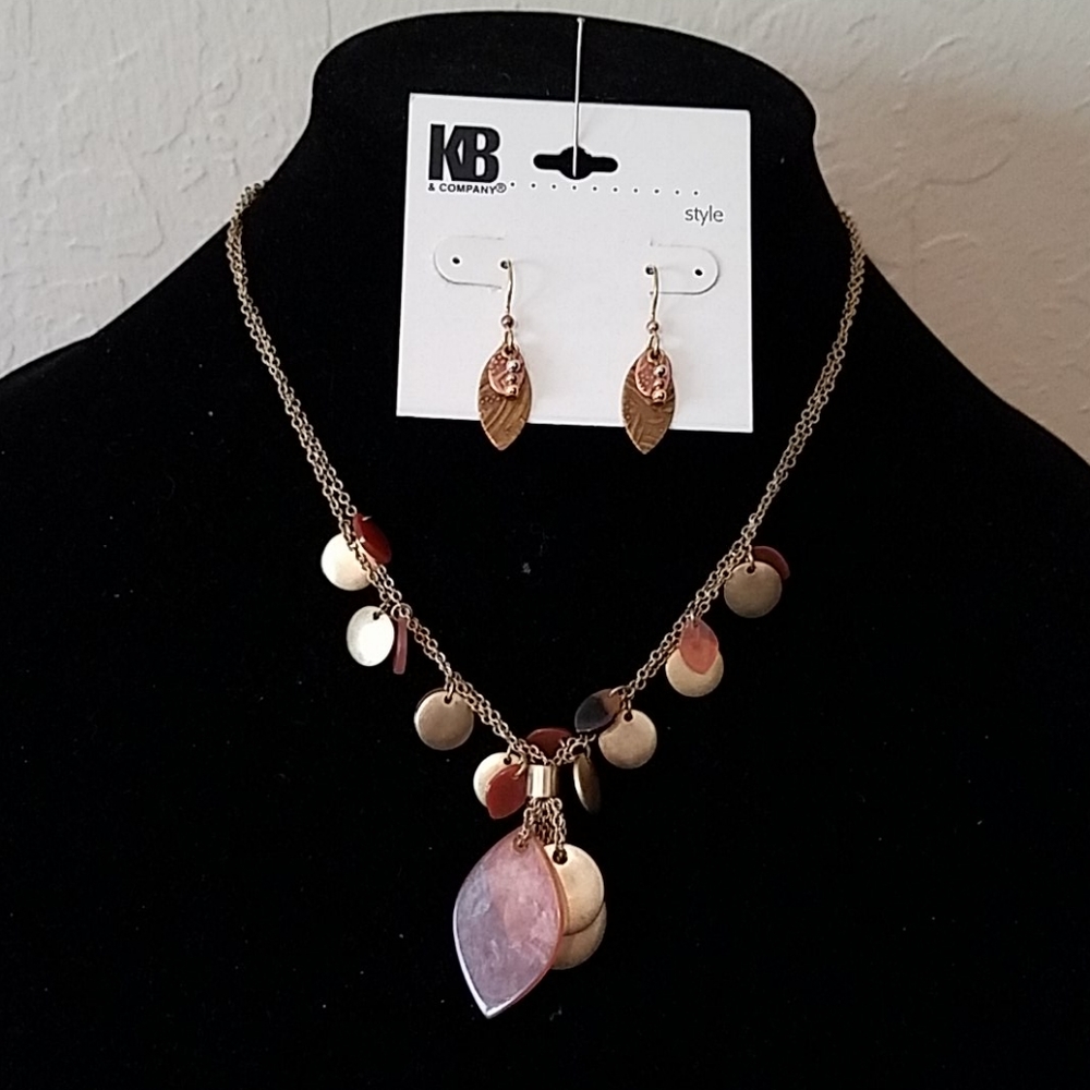 Mixed metal earrings and necklace